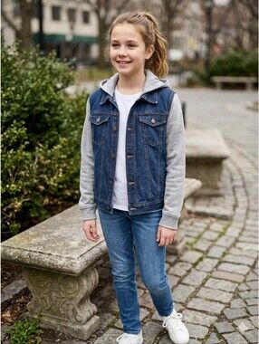 Simply Styled By Sears Hooded Denim Jacket Size XL (14/16)